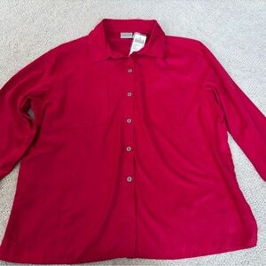 Chico's Red Button-Up Suedecloth Top